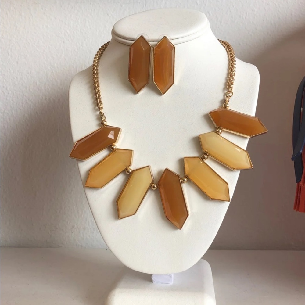 Statement Necklace Brown and Beige Stone
